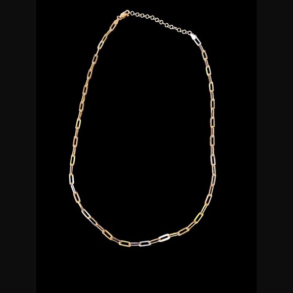 925 Sterling Gold Vermeil 3mm 18.25" Paperclip Chain Necklace - Picture 2 of 9